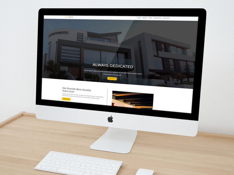 Services and expertise showcased on the modern front-end of a construction company's one-page website