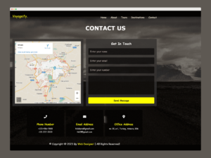 Modern travel website design for Voyageify highlighting tours, destinations, and contact information.