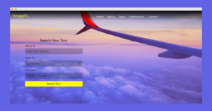 Modern travel website design for Voyageify highlighting tours, destinations, and contact information.